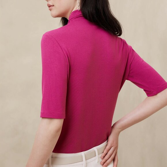 Banana Republic Soft Luxe Berry Turtleneck Top/NWT/S - Picture 2 of 12